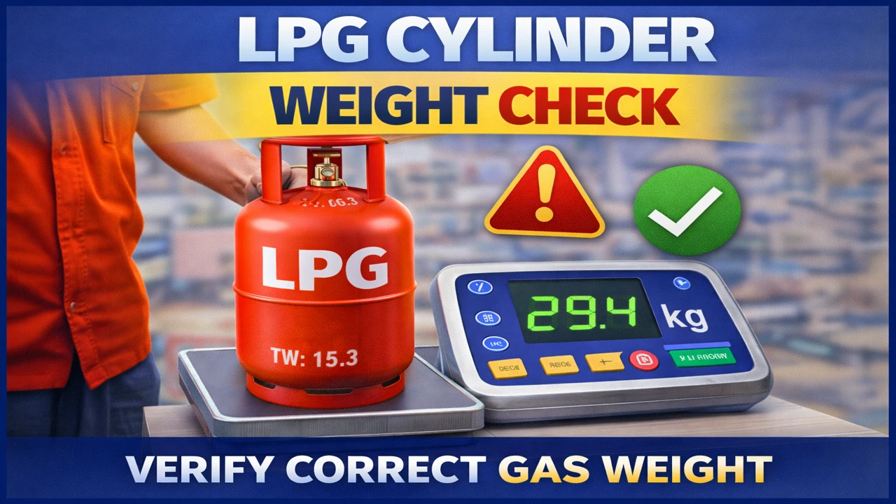 LPG cylinder weight check using digital scale at home